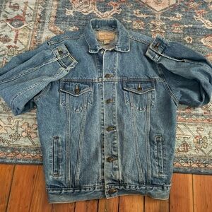 3/$25 🧥 Open Trails Stonewashed Denim Jacket M Classic Trucker Unisex